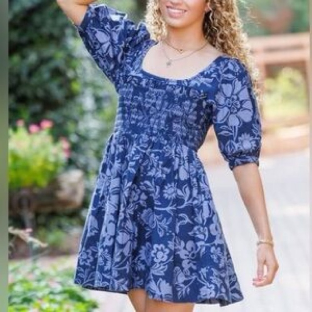 Free People Blue Dear Delilah Mini Dress  XS